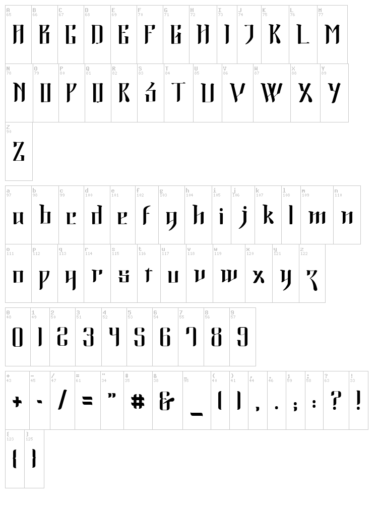 Morning Calm font map